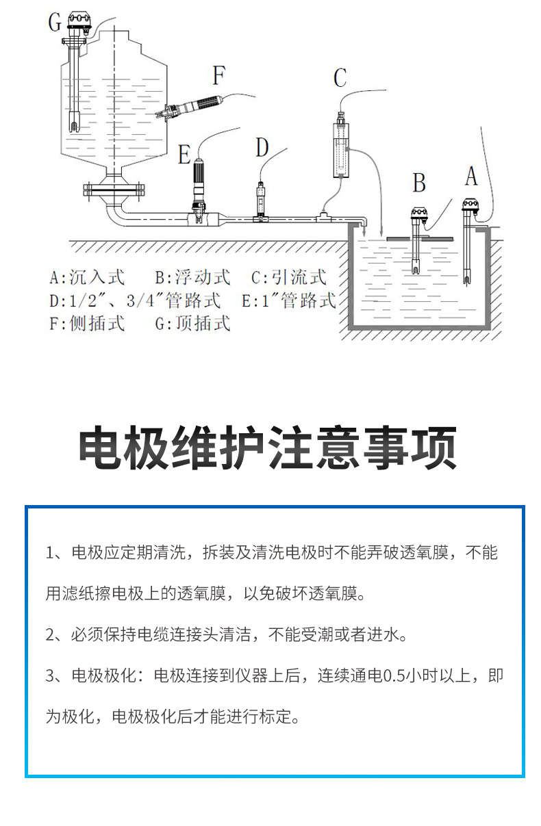 溶解氧传感器安装方式及维护注意事项